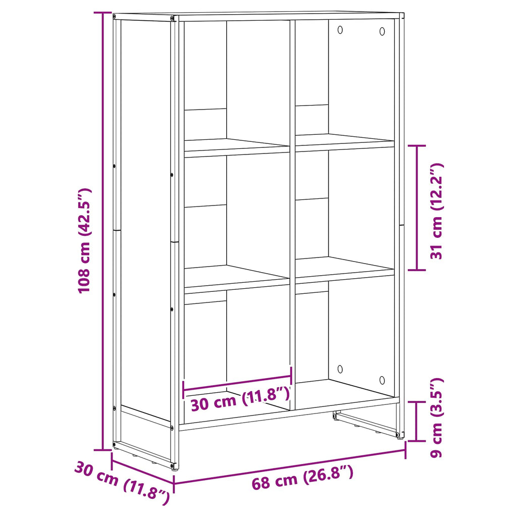 vidaXL Szafka na książki Dąb dymny 99,5 x 30 x 108,5 cm