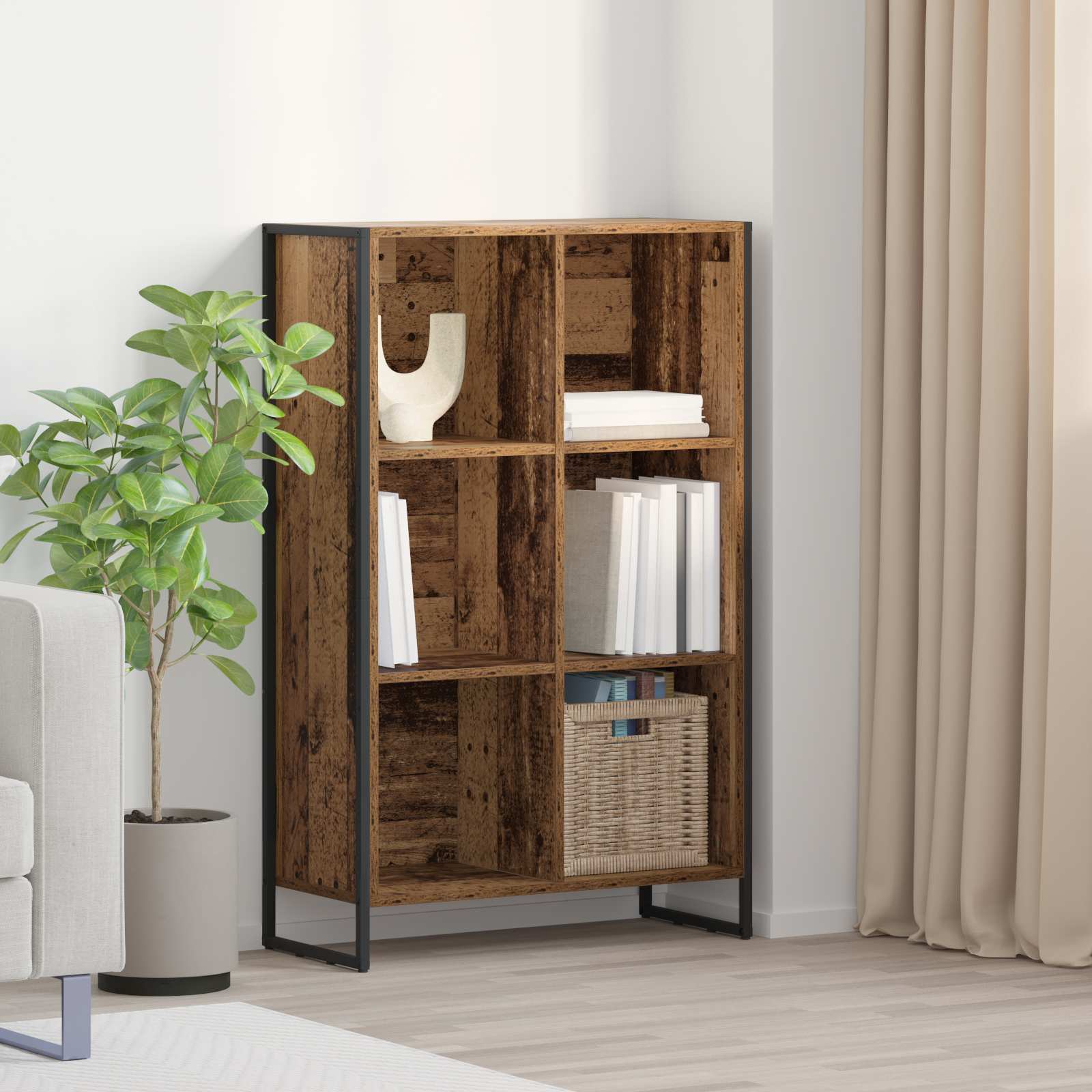 vidaXL Szafka na książki Stare drewno 99,5 x 30 x 108,5 cm