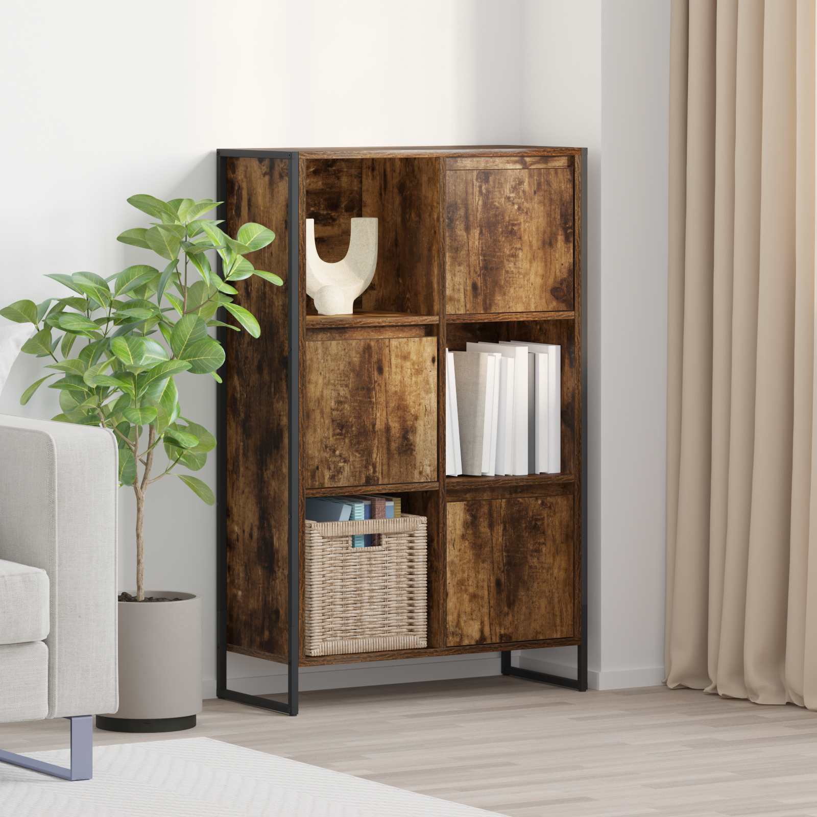 vidaXL Szafka na książki Dąb dymny 68 x 30 x 108.5 cm