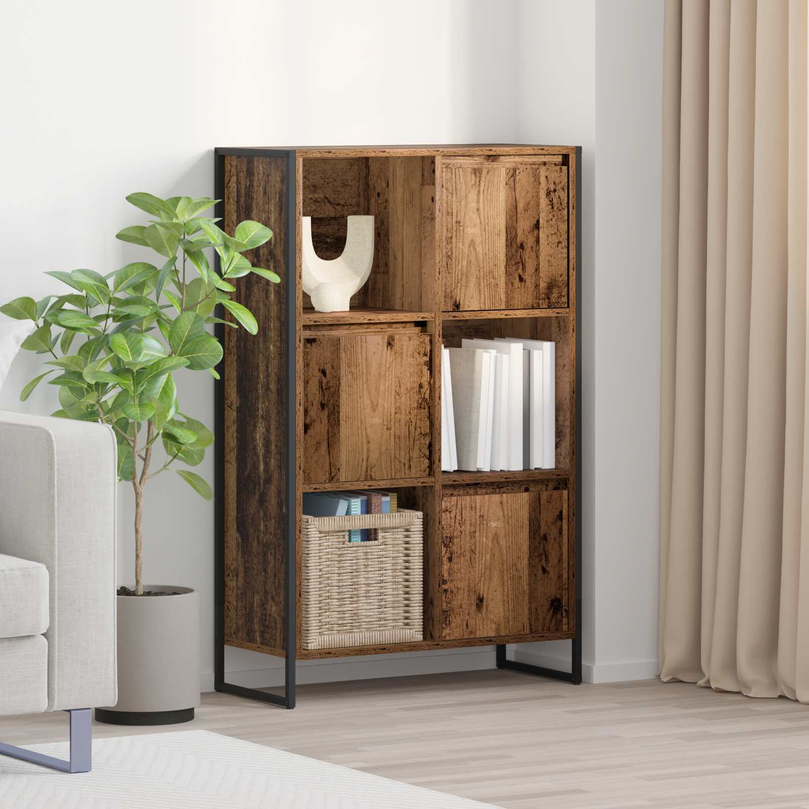 vidaXL Szafka na książki Stare drewno 68 x 30 x 108.5 cm