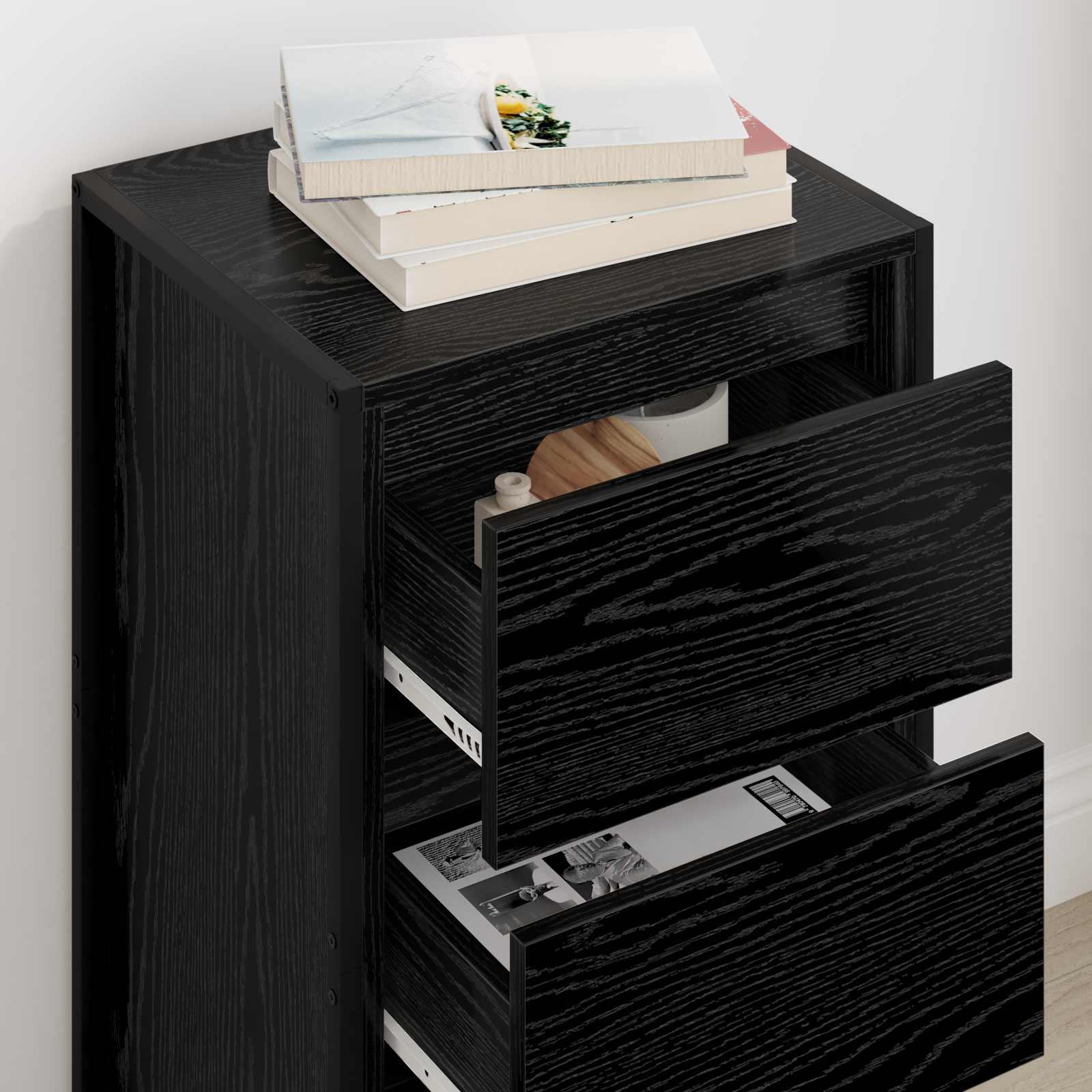 vidaXL Bufet Czarny Dąb 42 x 36 x 75.5 cm Materiał drewnopochodny