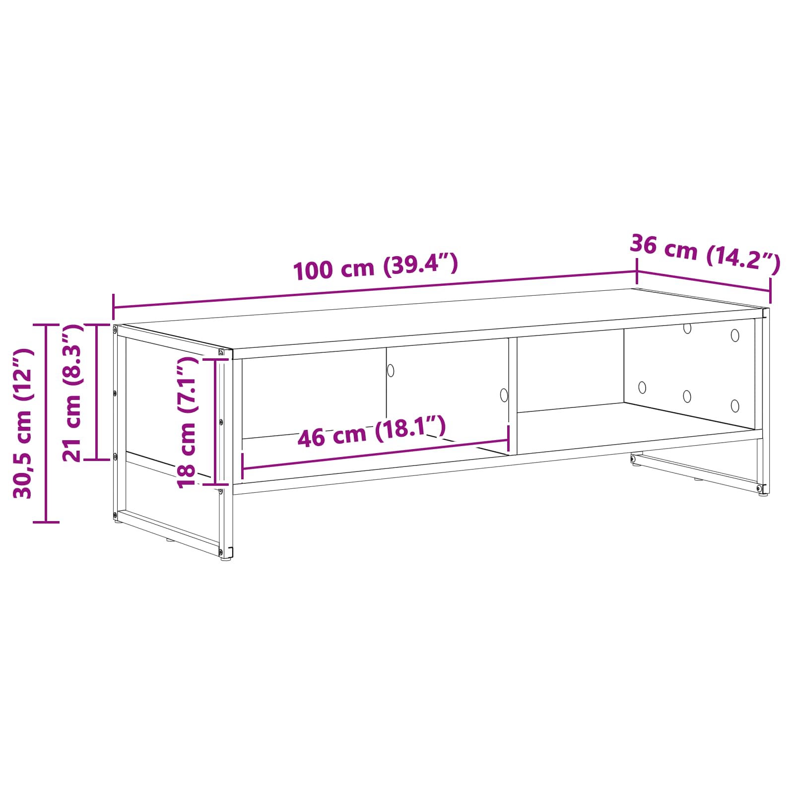 vidaXL Szafka pod telewizor 100 x 36.5 x 30.5 cm Czarny Dąb