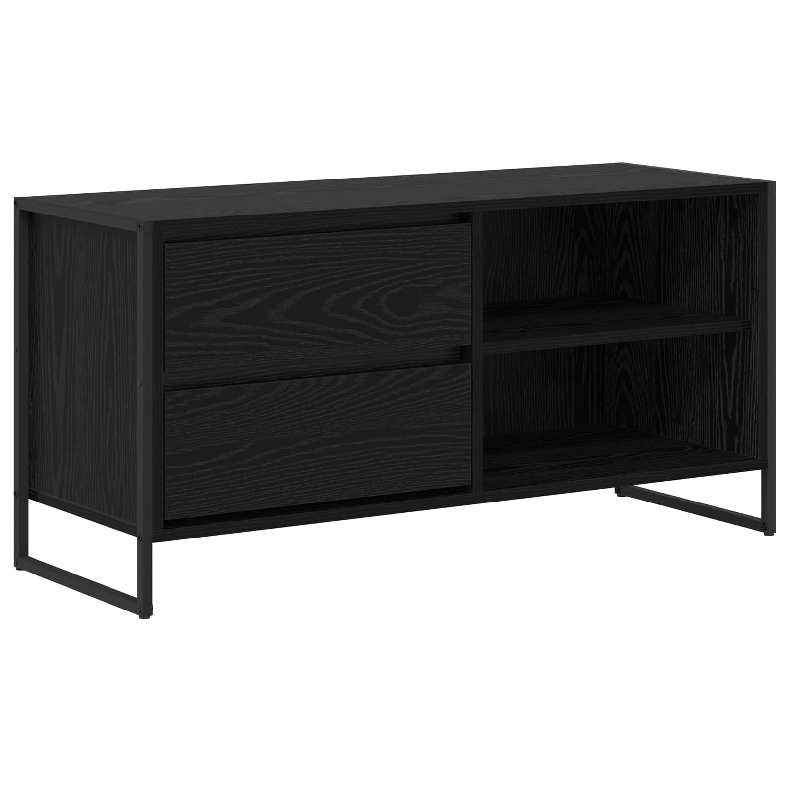 vidaXL Szafka pod telewizor z szufladą Czarny Dąb 100 x 36 x 49,5 cm