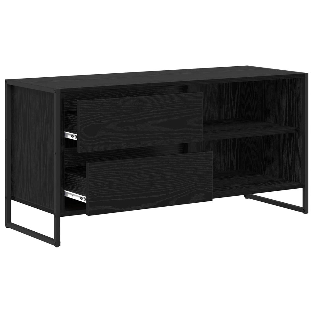 vidaXL Szafka pod telewizor z szufladą Czarny Dąb 100 x 36 x 49,5 cm