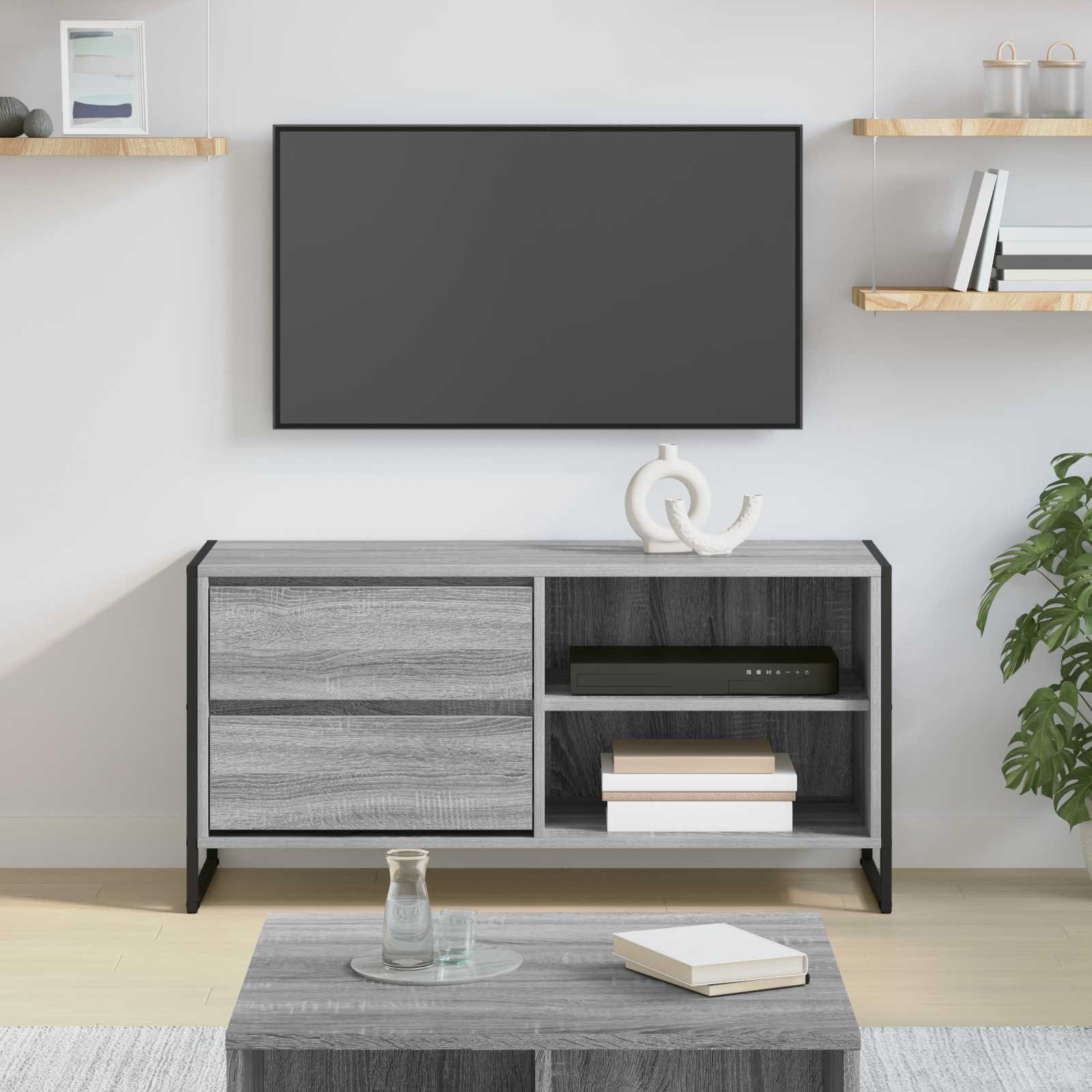 vidaXL Szafka pod telewizor z szufladą Szary Sonoma 100 x 36 x 49,5 cm