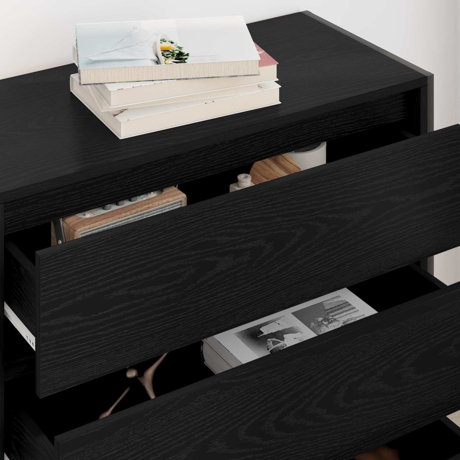 vidaXL Bufet Czarny Dąb 79 x 36 x 75.5 cm Materiał drewnopochodny