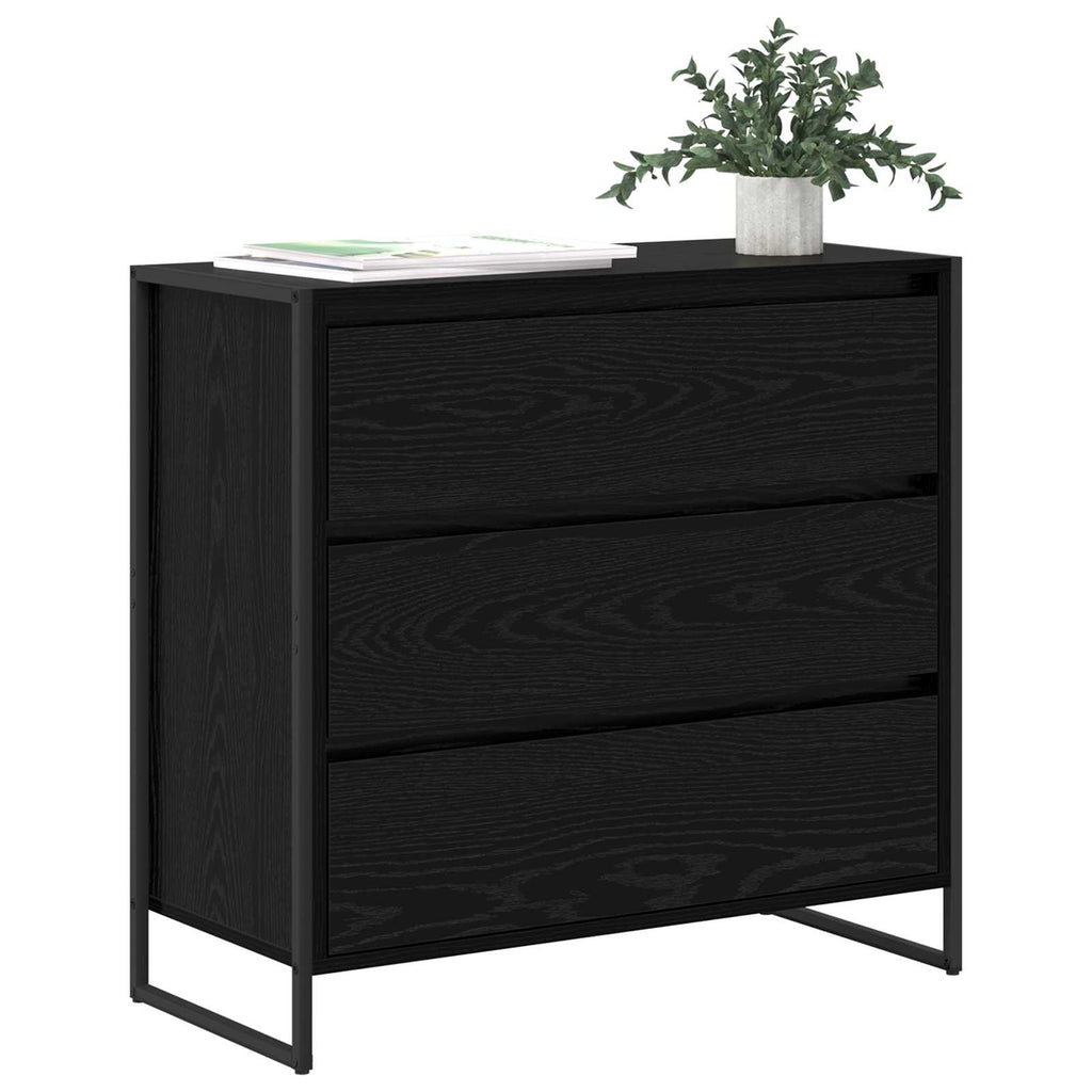 vidaXL Bufet Czarny Dąb 79 x 36 x 75.5 cm Materiał drewnopochodny