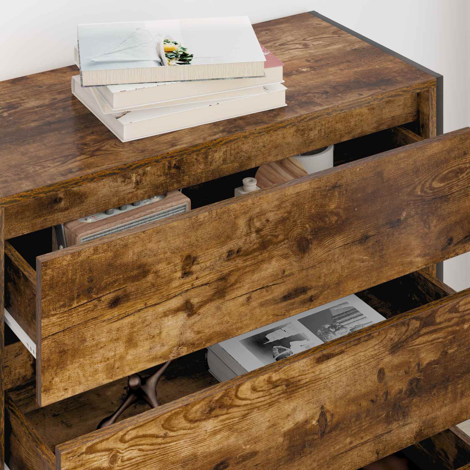 vidaXL Bufet Dąb dymny 79 x 36 x 75.5 cm Materiał drewnopochodny