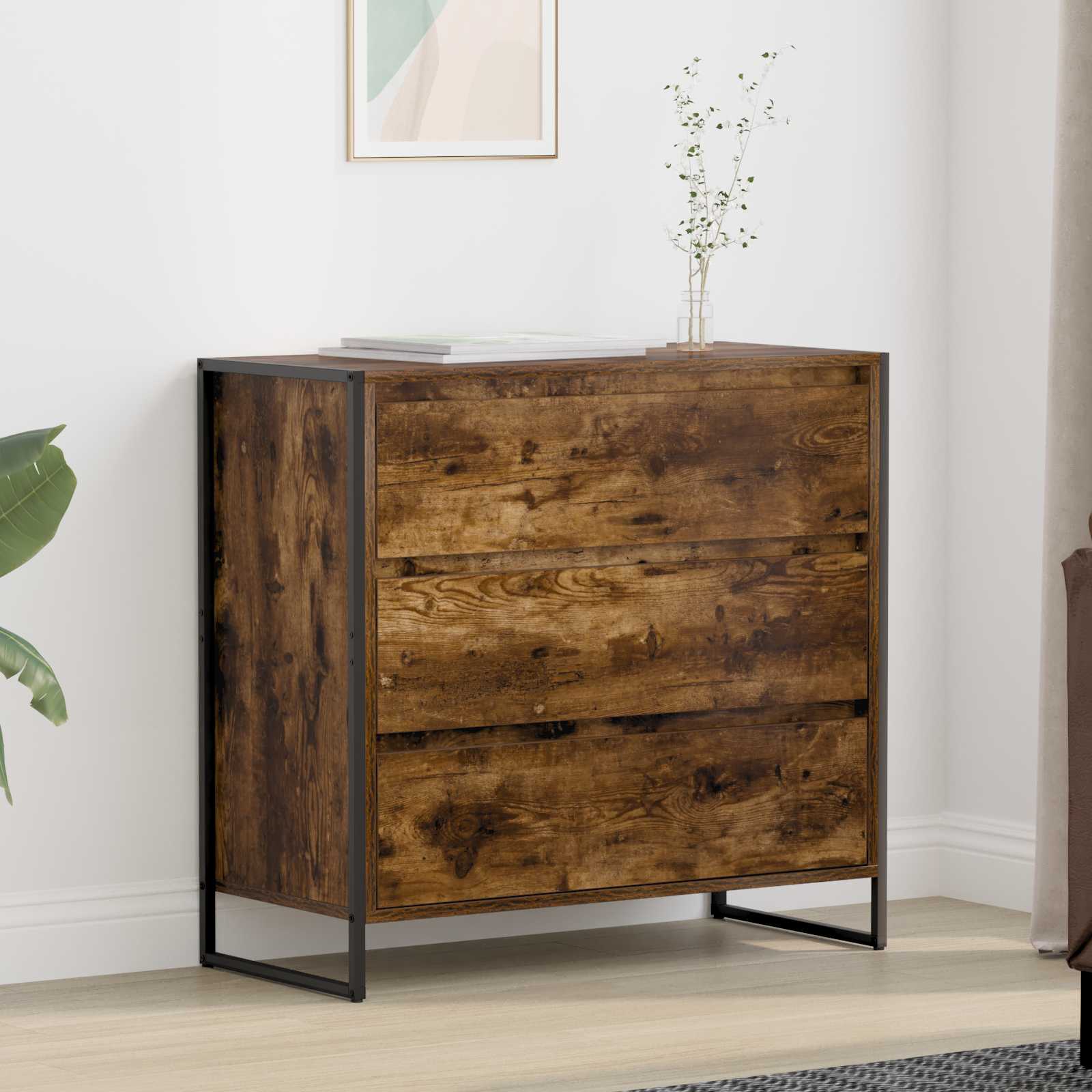 vidaXL Bufet Dąb dymny 79 x 36 x 75.5 cm Materiał drewnopochodny