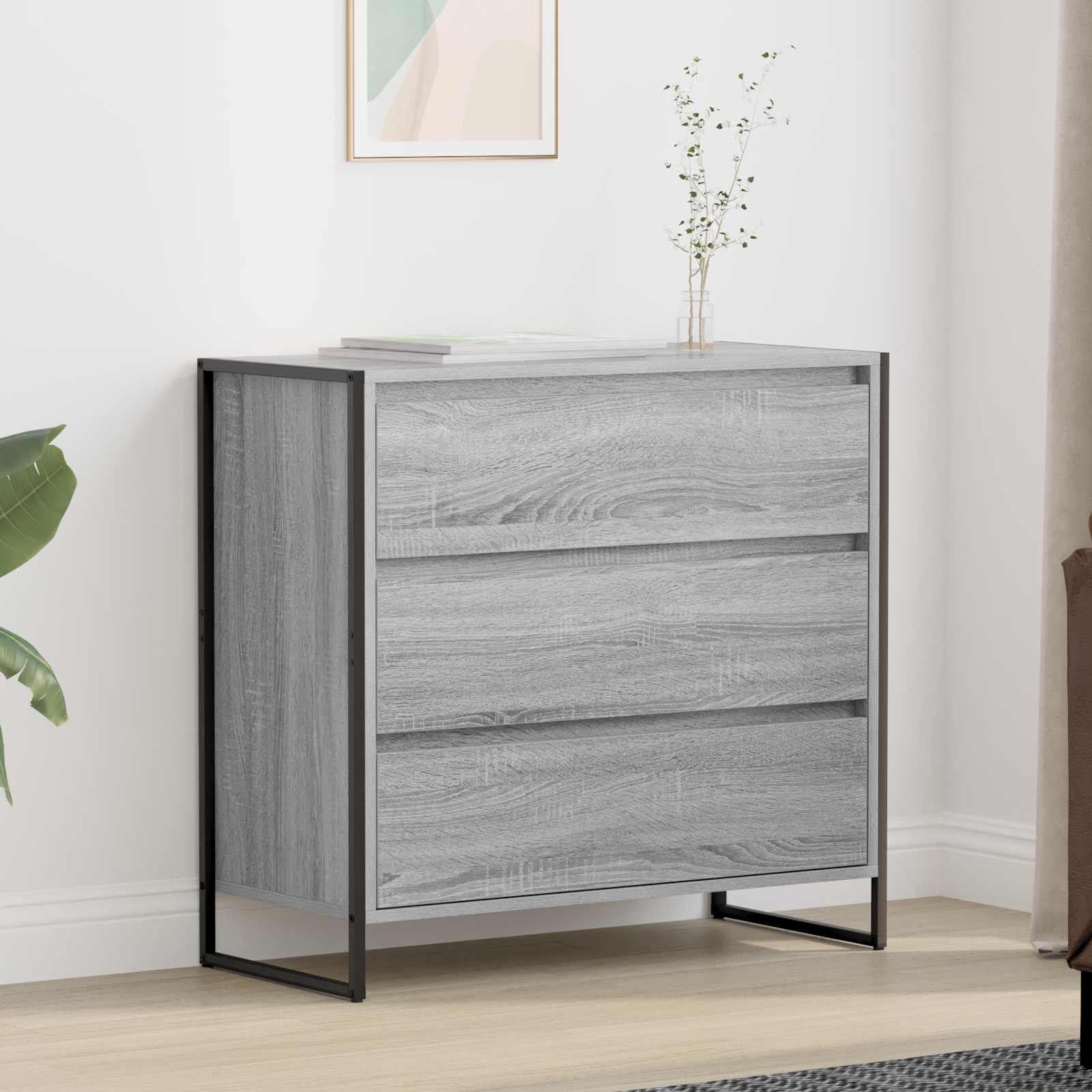 vidaXL Bufet Szary Sonoma 79 x 36 x 75.5 cm Materiał drewnopochodny