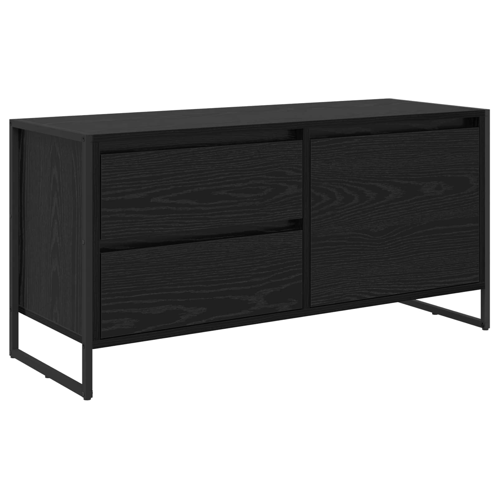 vidaXL Szafka pod telewizor z szufladą Czarny Dąb 100 x 36 x 49.5 cm
