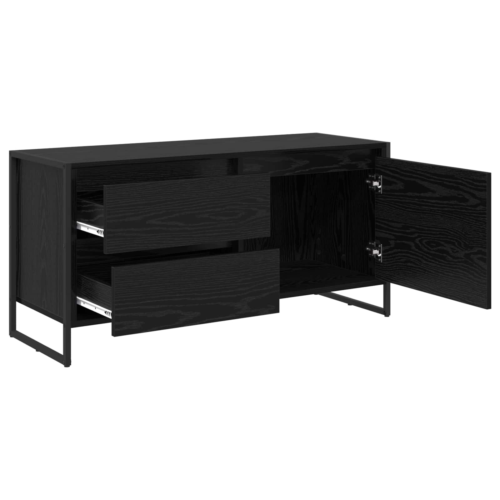 vidaXL Szafka pod telewizor z szufladą Czarny Dąb 100 x 36 x 49.5 cm