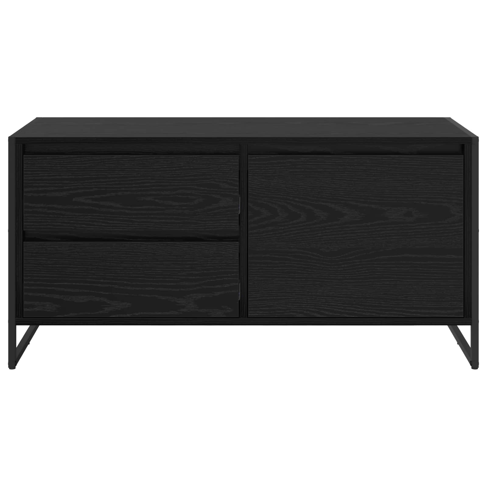 vidaXL Szafka pod telewizor z szufladą Czarny Dąb 100 x 36 x 49.5 cm