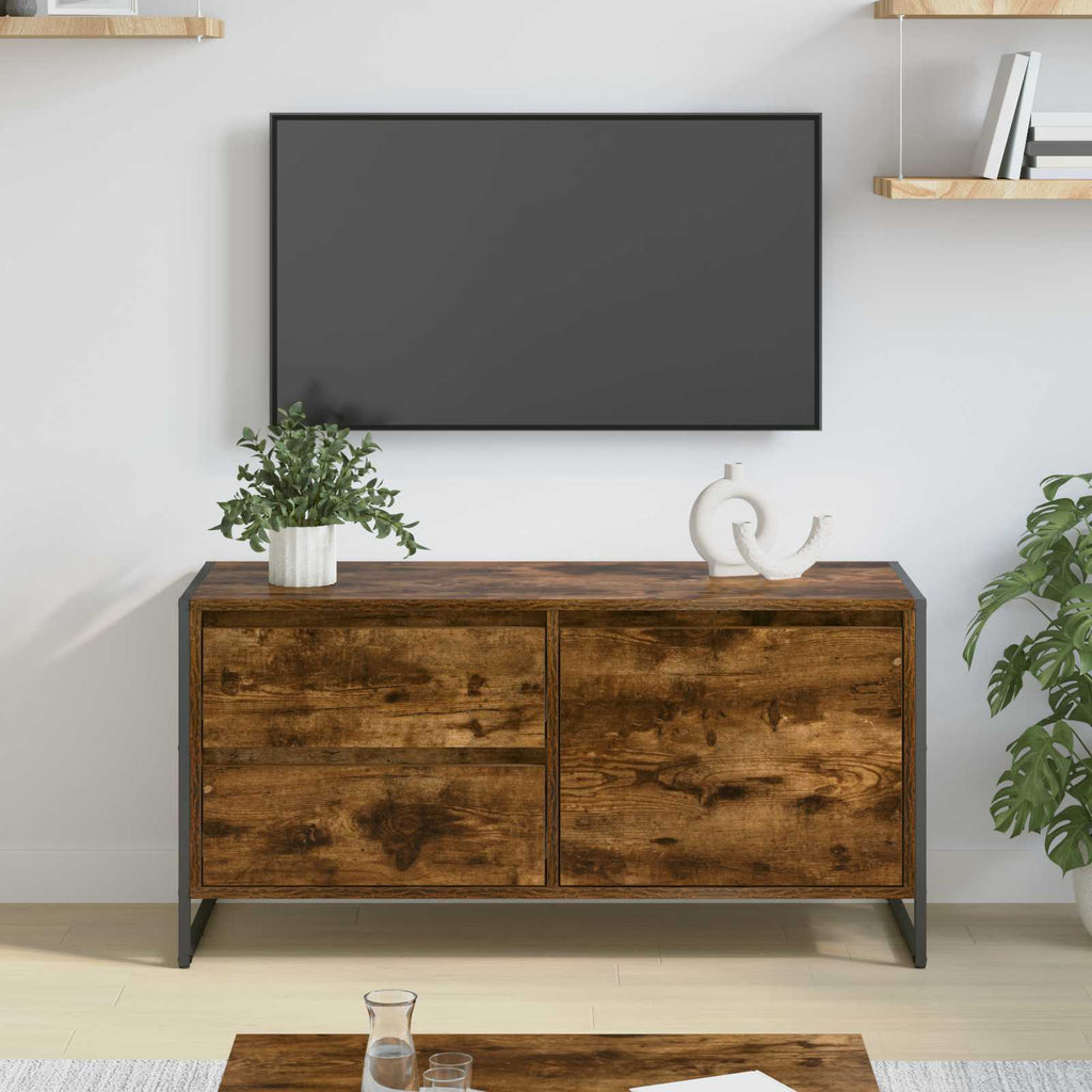 vidaXL Szafka pod telewizor z szufladą Dąb dymny 100 x 36 x 49.5 cm