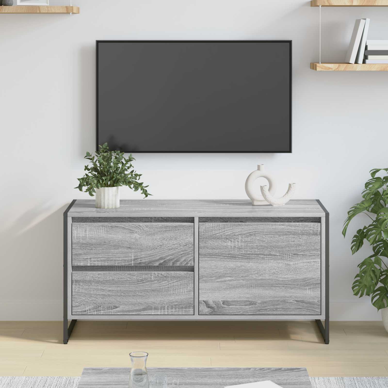 vidaXL Szafka pod telewizor z szufladą Szary Sonoma 100 x 36 x 49.5 cm