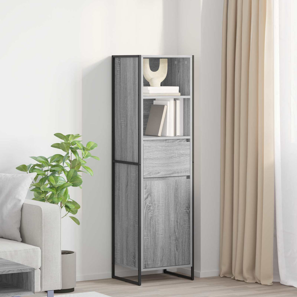 vidaXL Szafka na książki z szufladą Szary Sonoma 43 x 36 x 150.5 cm