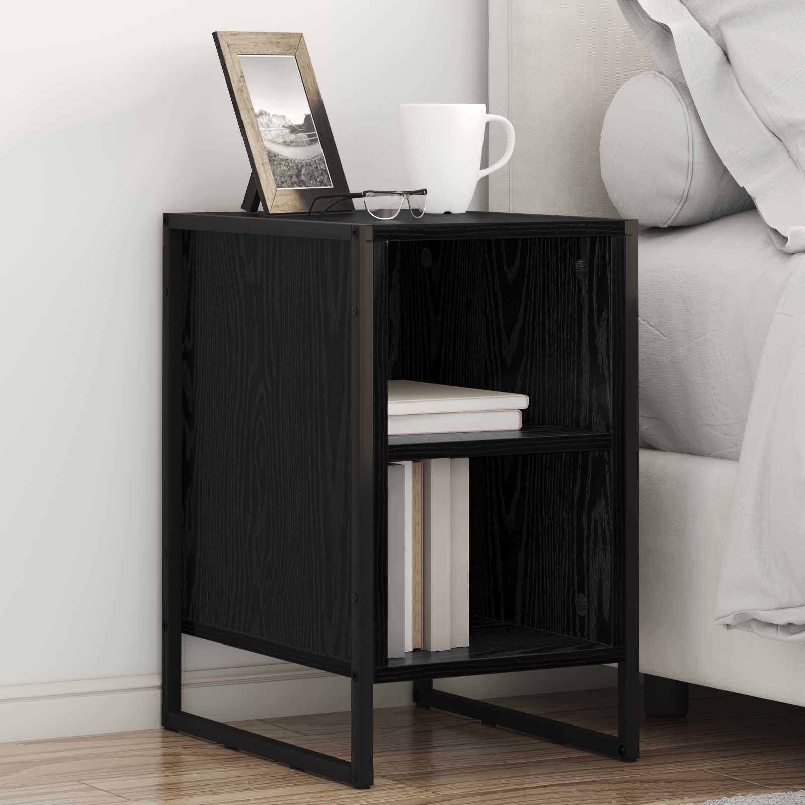 vidaXL Stolik nocny 2 pcs Czarny Dąb 39.5 x 30 x 50 cm