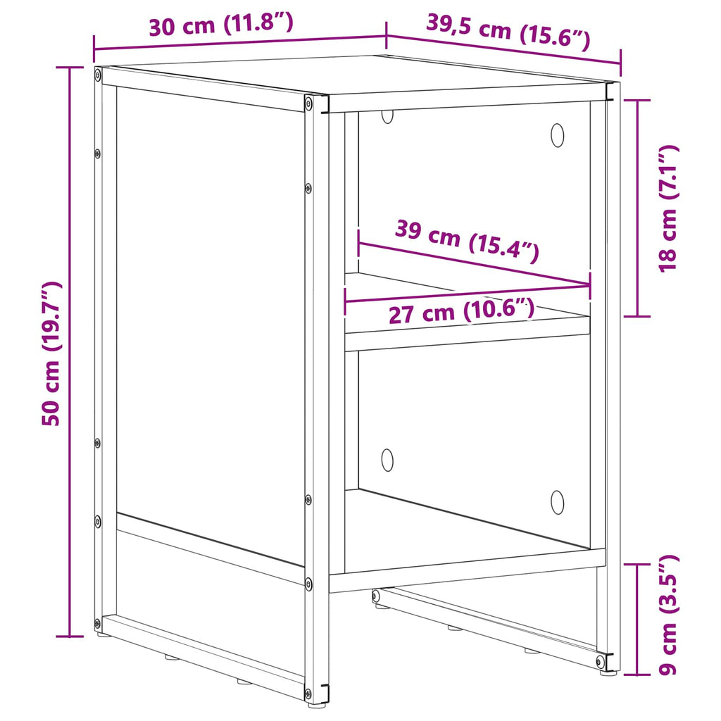 vidaXL Stolik nocny Dąb Dymny 39.5 x 30 x 50 cm