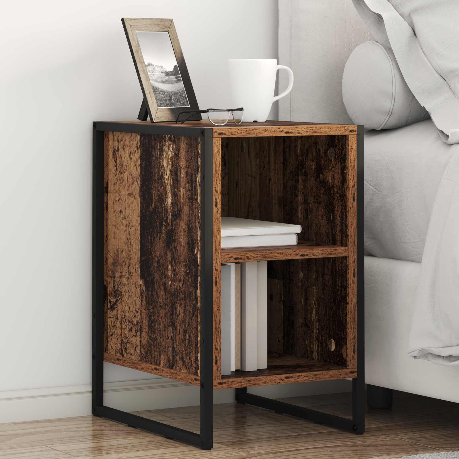 vidaXL Stolik nocny Stare drewno 39.5 x 30 x 50 cm