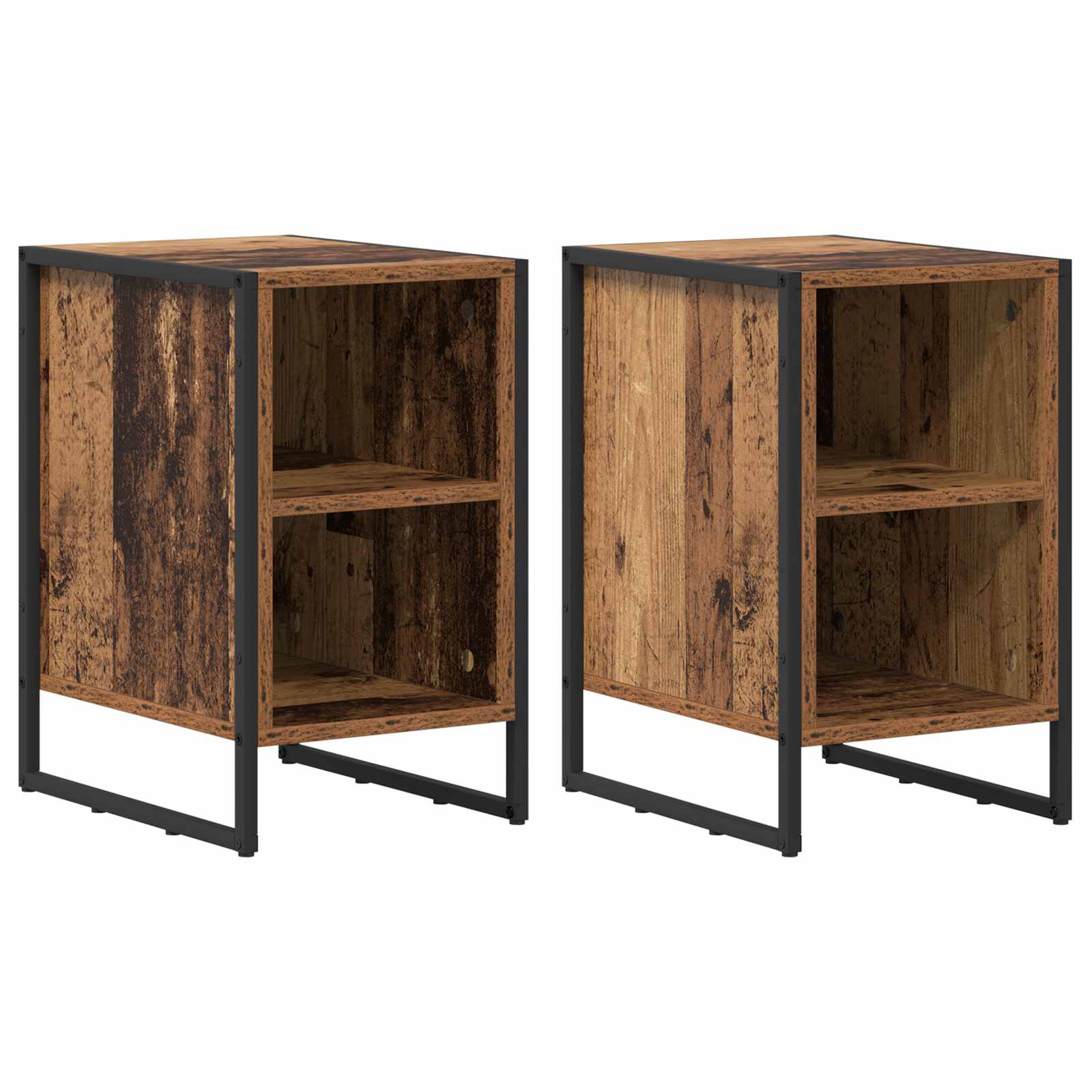 vidaXL Stolik nocny 2 pcs Stare drewno 39.5 x 30 x 50 cm