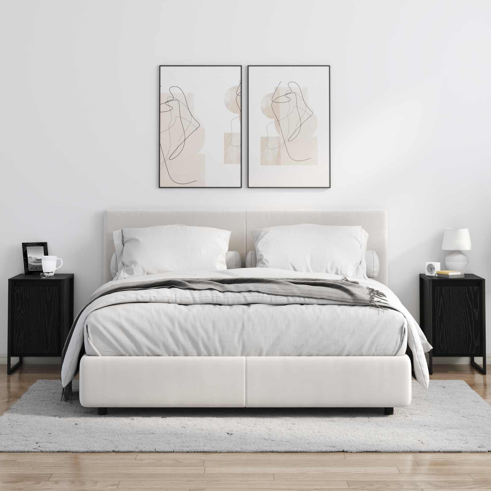 vidaXL Stolik nocny 2 pcs Czarny Dąb 39,5 x 30 x 50 cm