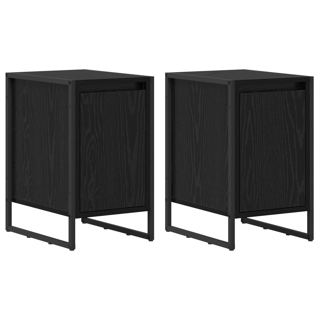 vidaXL Stolik nocny 2 pcs Czarny Dąb 39,5 x 30 x 50 cm