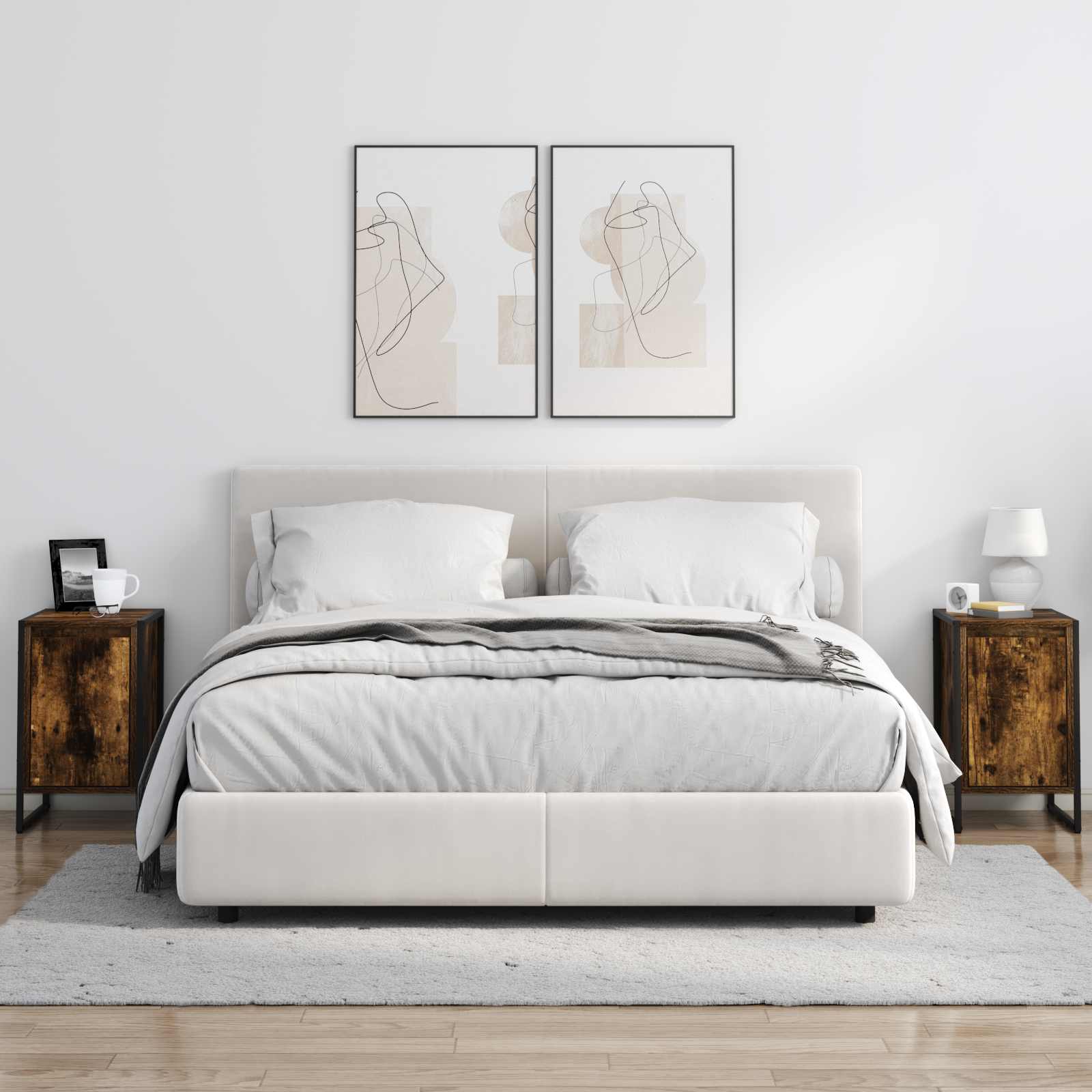 vidaXL Stolik nocny 2 pcs Dąb dymny 39,5 x 30 x 50 cm