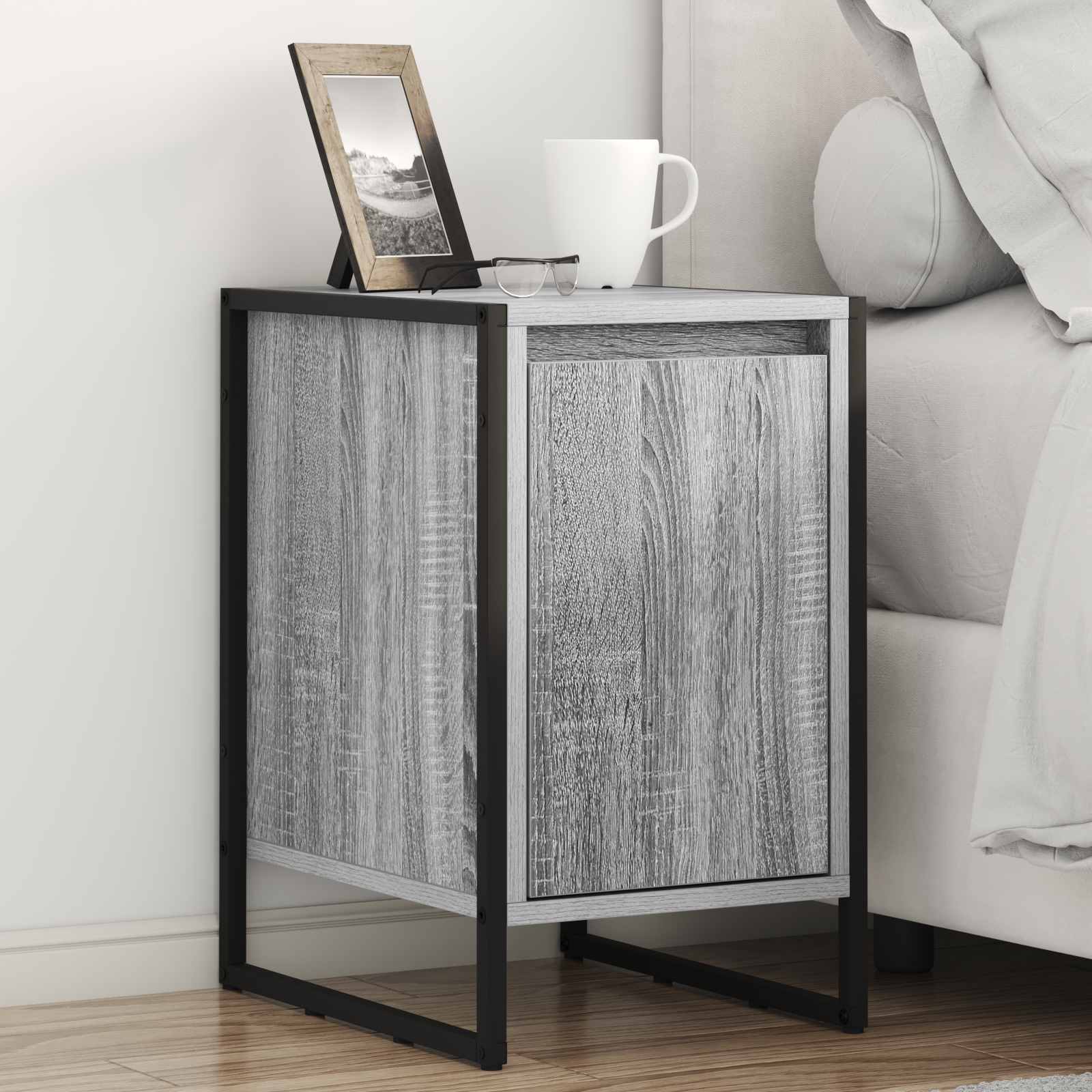 vidaXL Stolik nocny Szary Sonoma 39,5 x 30 x 50 cm