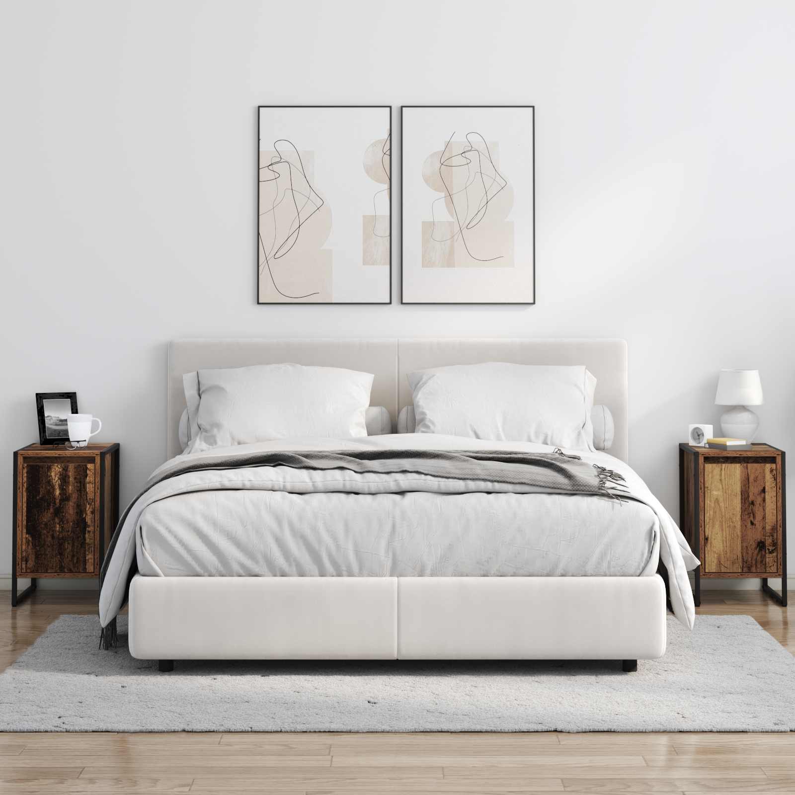 vidaXL Stolik nocny 2 pcs Stare drewno 39,5 x 30 x 50 cm