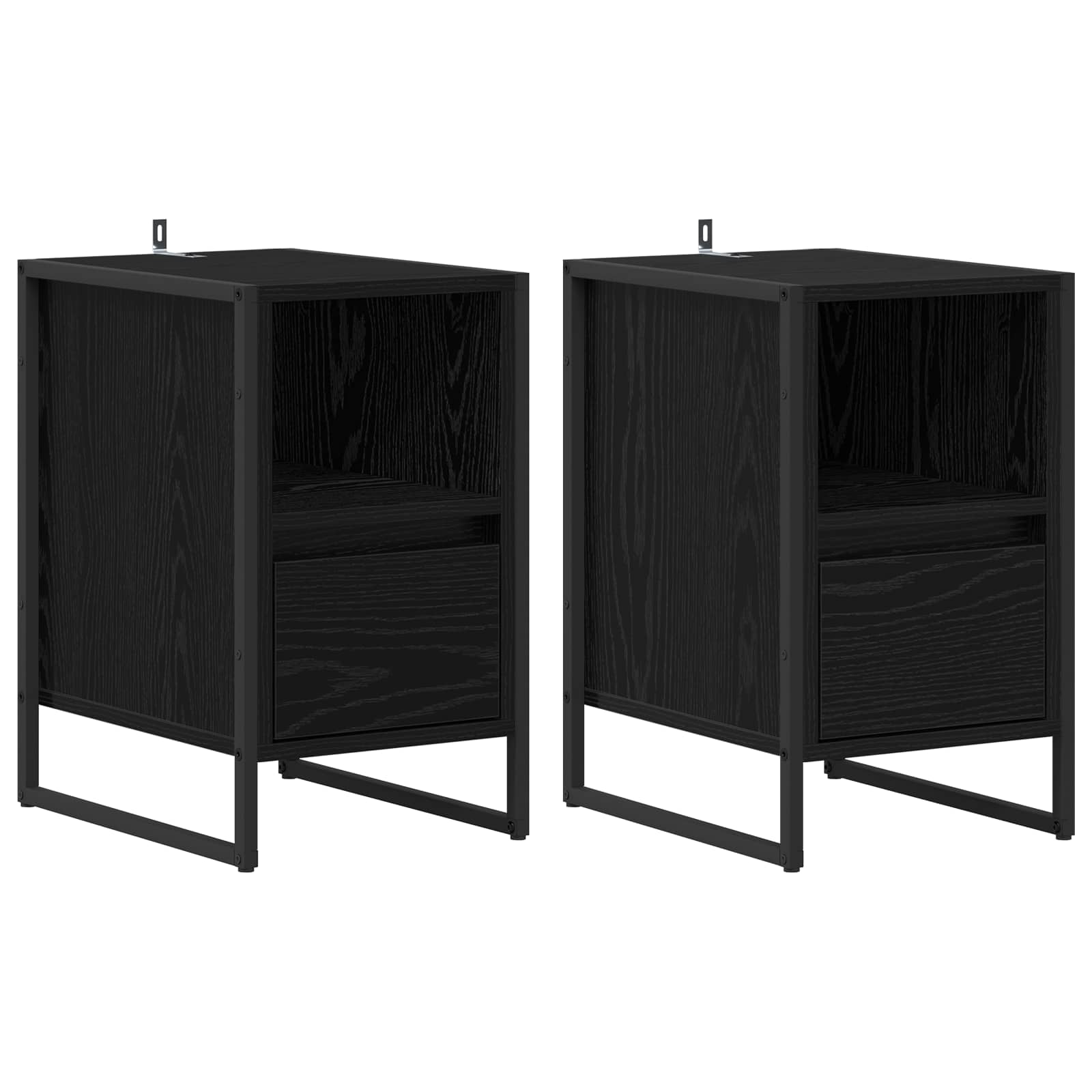 vidaXL Stolik nocny z szufladą 2 pcs Czarny Dąb 39,5 x 30 x 50 cm