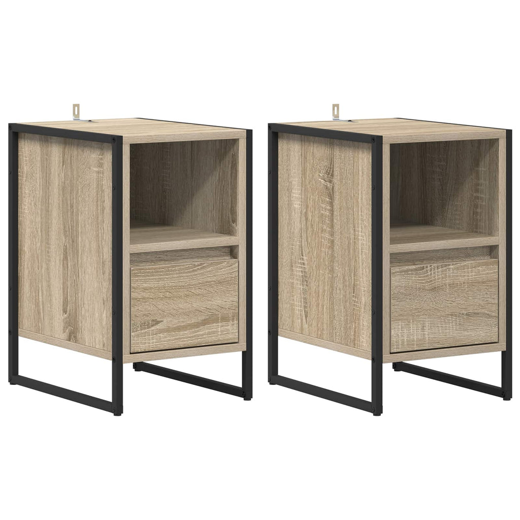 vidaXL Stolik nocny z szufladą 2 pcs Sonoma 39,5 x 30 x 50 cm