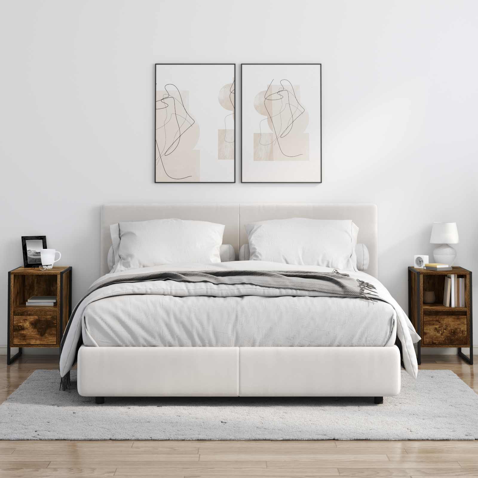 vidaXL Stolik nocny z szufladą 2 pcs Dąb dymny 39,5 x 30 x 50 cm