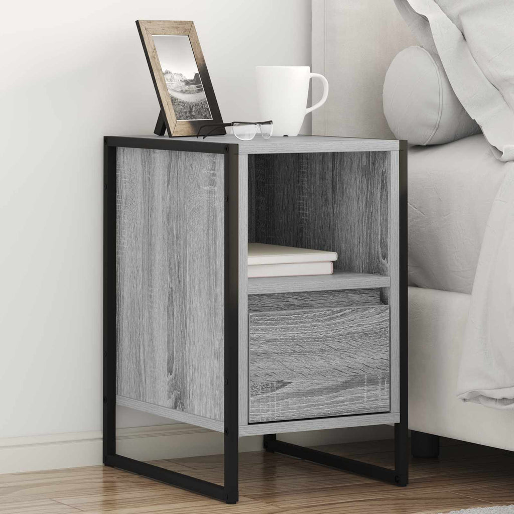 vidaXL Stolik nocny z szufladą 2 pcs Szary Sonoma 39,5 x 30 x 50 cm