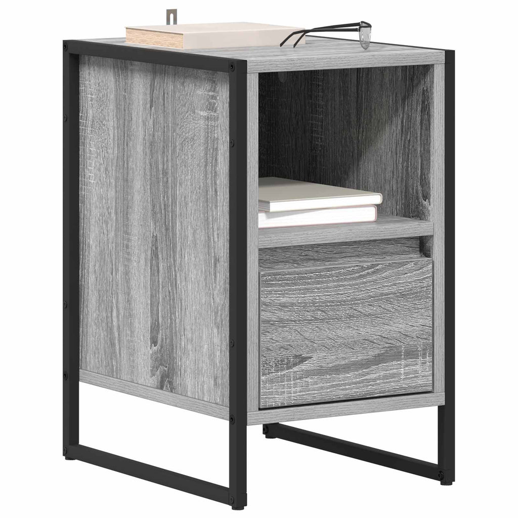 vidaXL Stolik nocny z szufladą 2 pcs Szary Sonoma 39,5 x 30 x 50 cm