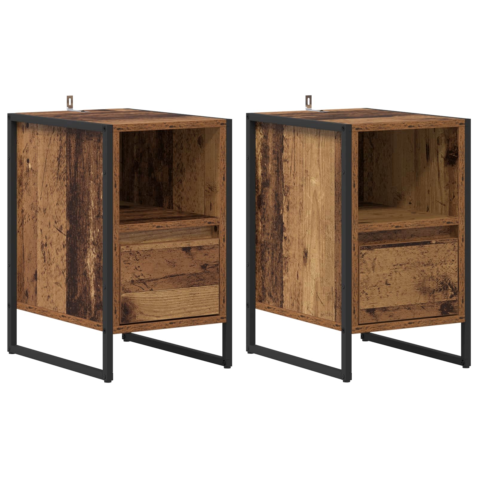 vidaXL Stolik nocny z szufladą 2 pcs Stare drewno 39,5 x 30 x 50 cm