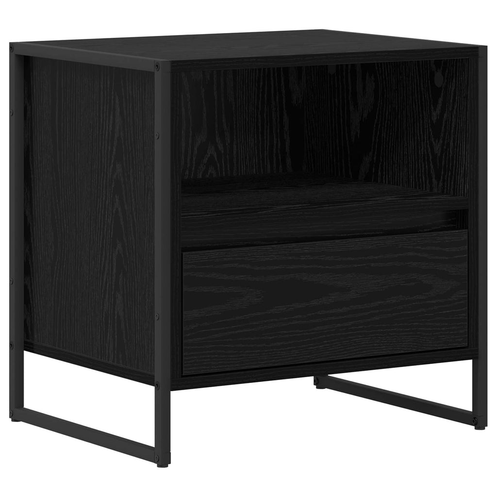 vidaXL Stolik nocny z szufladą Czarny Dąb 50 x 39,5 x 50 cm