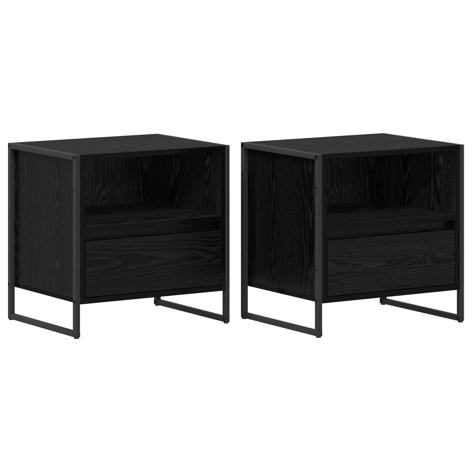 vidaXL Stolik nocny z szufladą 2 pcs Czarny Dąb 50 x 39,5 x 50 cm