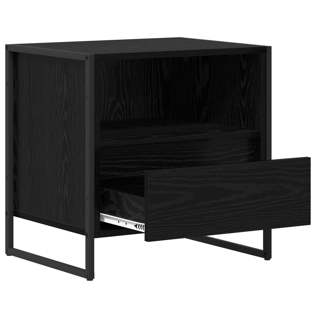 vidaXL Stolik nocny z szufladą 2 pcs Czarny Dąb 50 x 39,5 x 50 cm