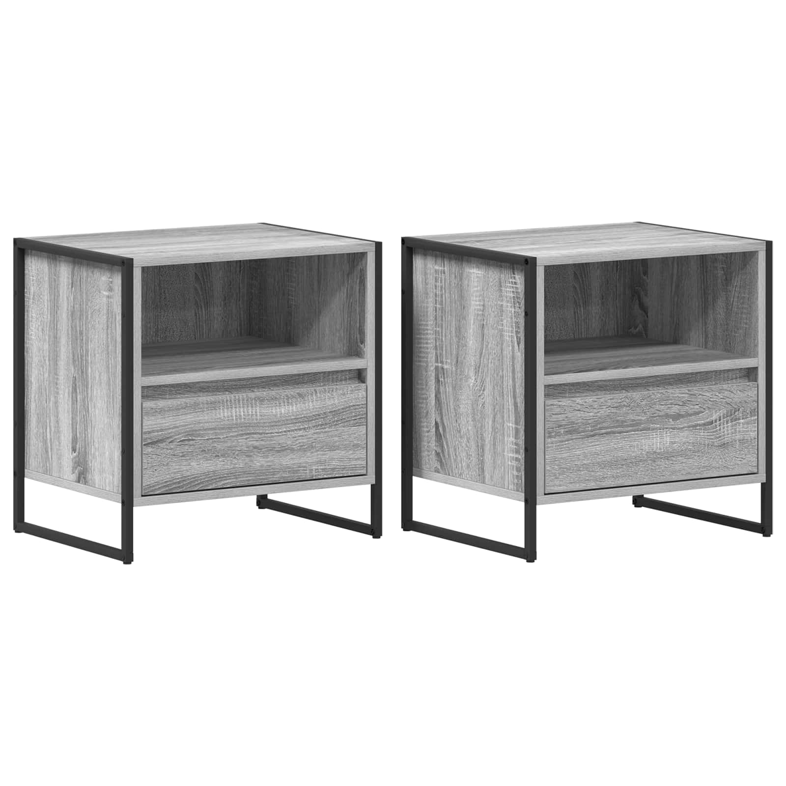 vidaXL Stolik nocny z szufladą 2 pcs Szary Sonoma 50 x 39,5 x 50 cm