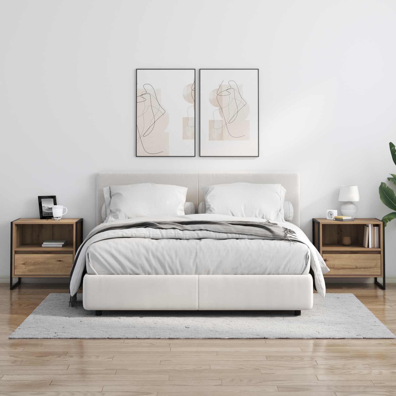 vidaXL Stolik nocny 2 pcs Dąb rzemieślniczy 50 x 39,5 x 50 cm