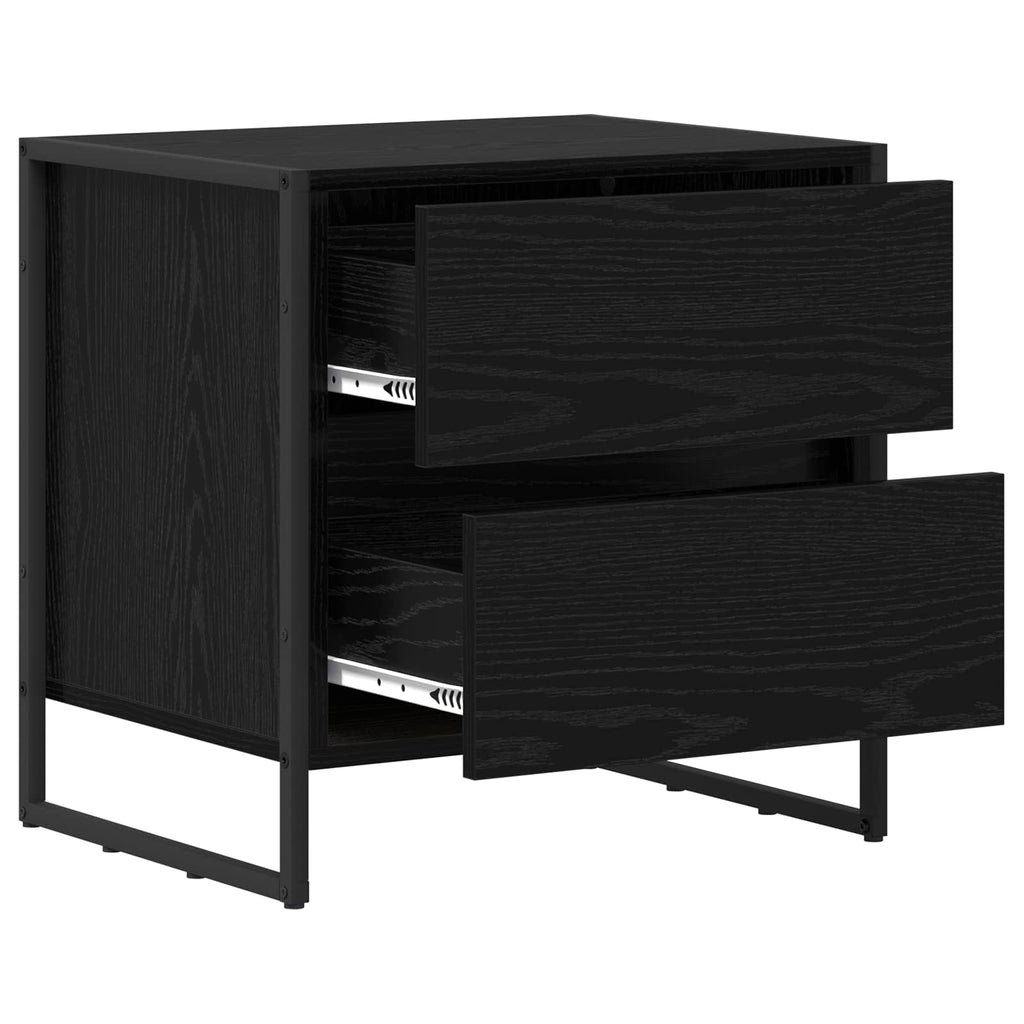 vidaXL Stolik nocny z szufladą Czarny Dąb 50 x 39.5 x 50 cm