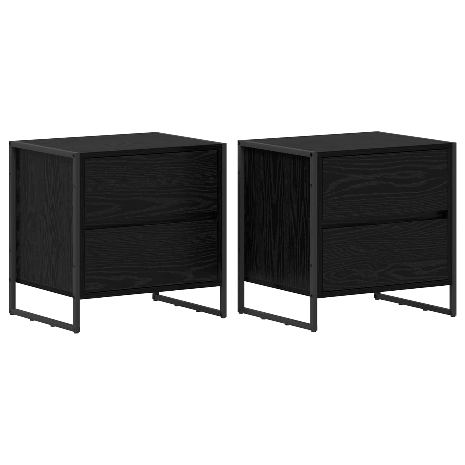 vidaXL Stolik nocny z szufladą 2 pcs Czarny Dąb 50 x 39.5 x 50 cm