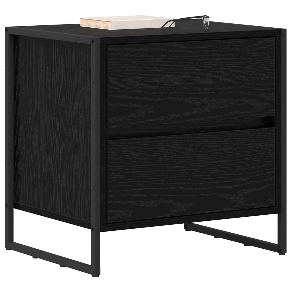 vidaXL Stolik nocny z szufladą 2 pcs Czarny Dąb 50 x 39.5 x 50 cm