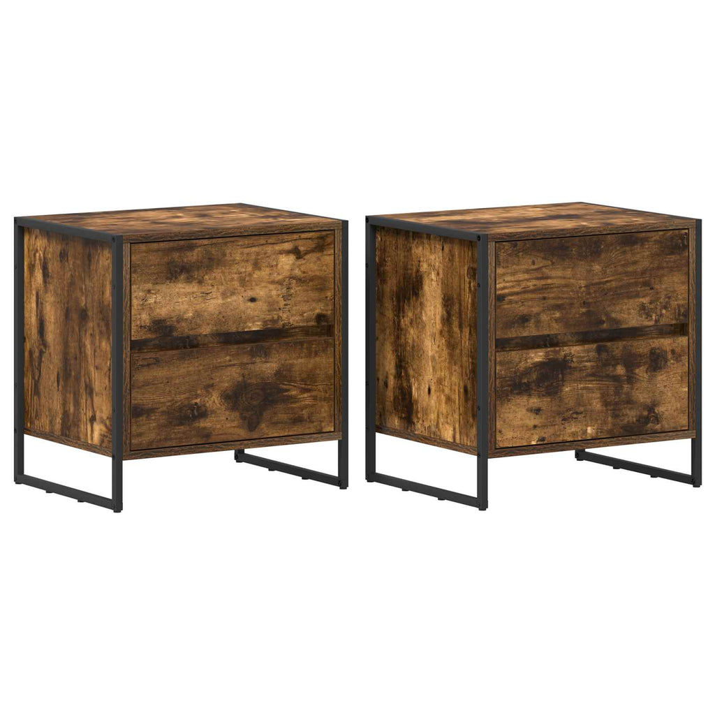vidaXL Stolik nocny z szufladą 2 pcs Dąb dymny 50 x 39.5 x 50 cm
