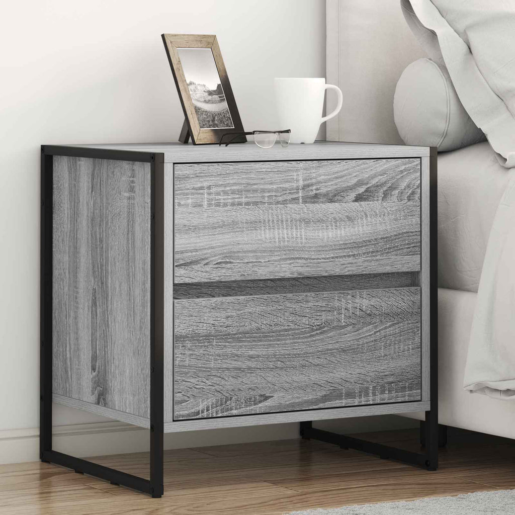 vidaXL Stolik nocny z szufladą 2 pcs Szary Sonoma 50 x 39.5 x 50 cm