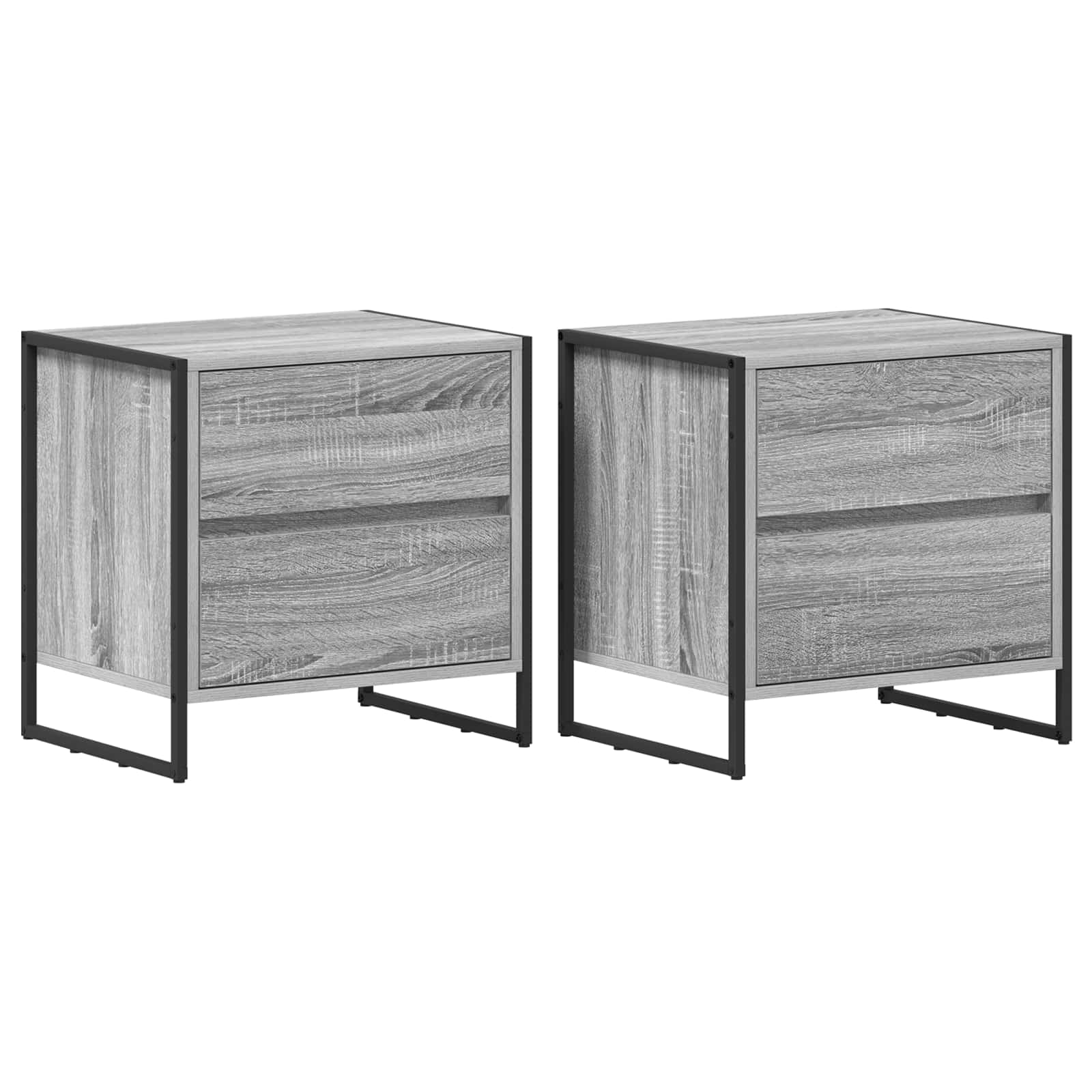 vidaXL Stolik nocny z szufladą 2 pcs Szary Sonoma 50 x 39.5 x 50 cm