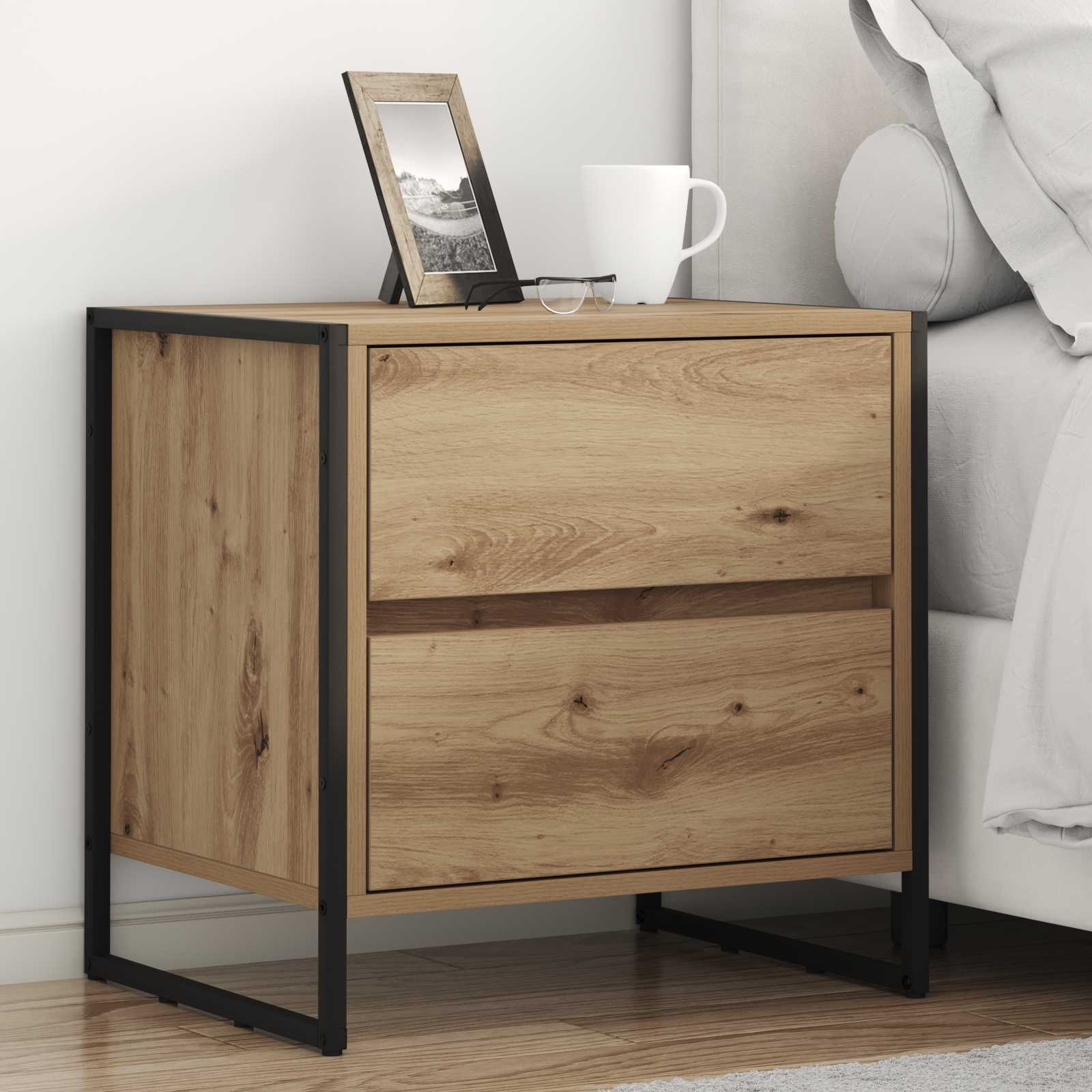 vidaXL Stolik nocny 2 pcs Dąb rzemieślniczy 50 x 39.5 x 50 cm