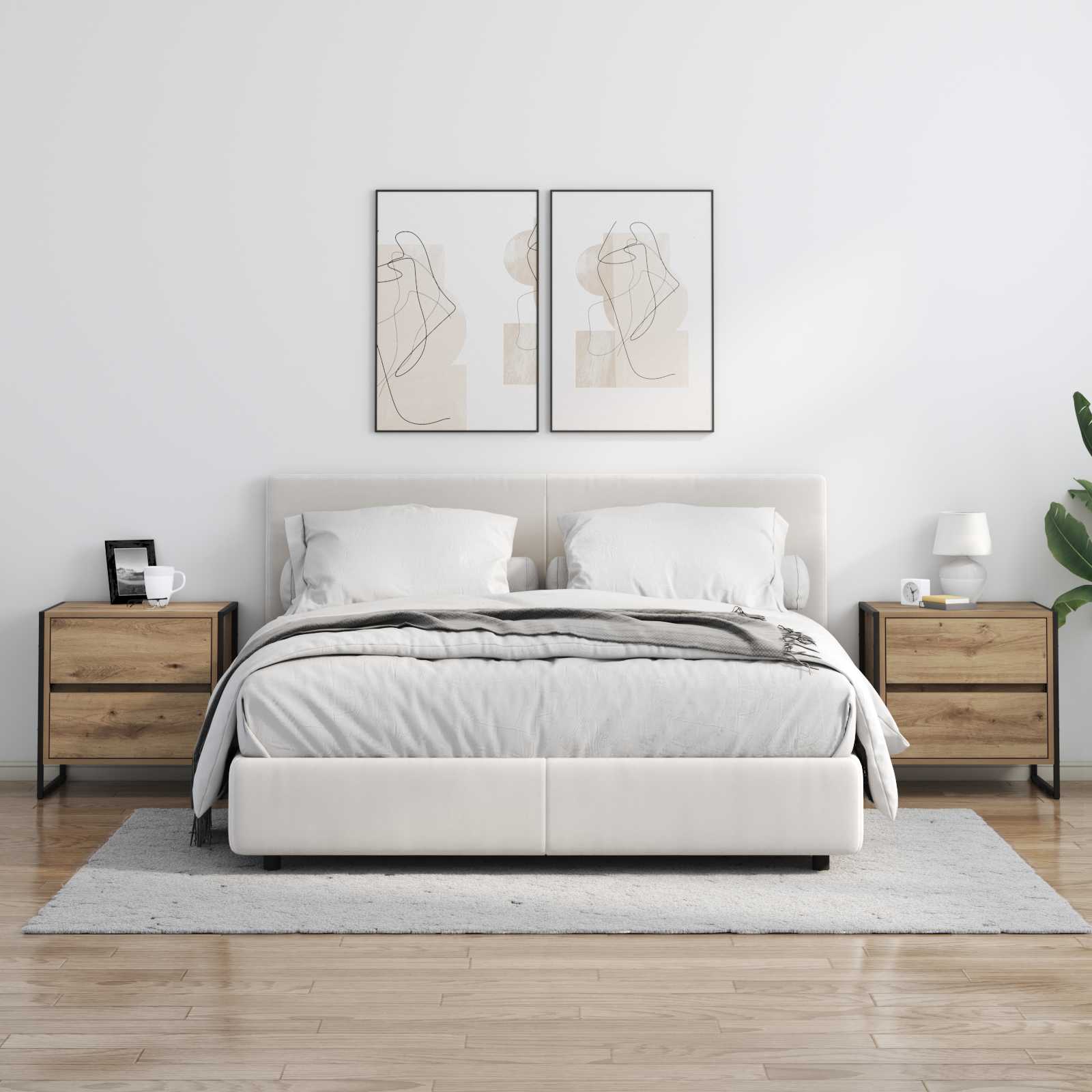 vidaXL Stolik nocny 2 pcs Dąb rzemieślniczy 50 x 39.5 x 50 cm
