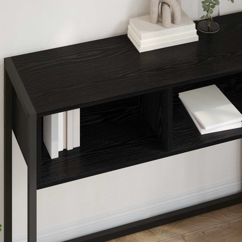 vidaXL Stolik końcowy z przechowywaniem Czarny Dąb 100 x 36 x 75 cm