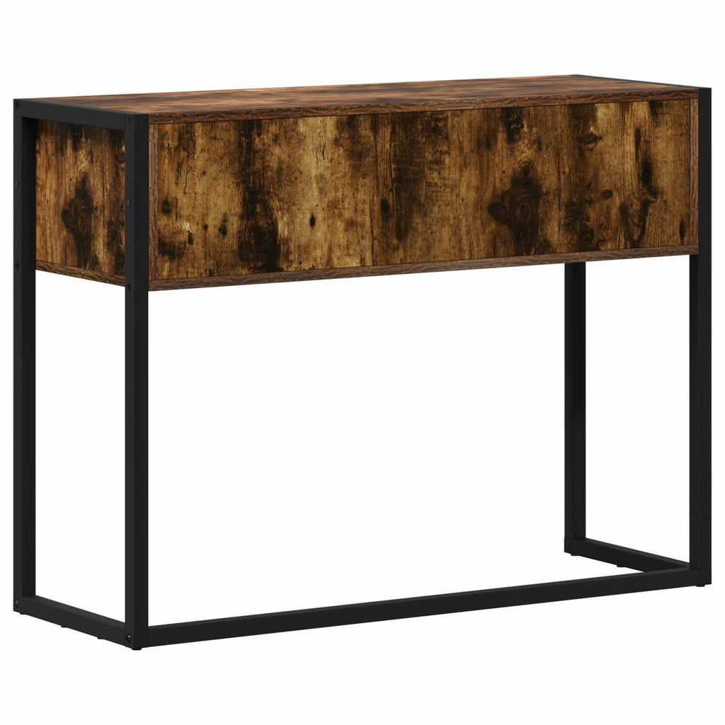 vidaXL Stolik końcowy z przechowywaniem Dąb dymny 100 x 36 x 75 cm
